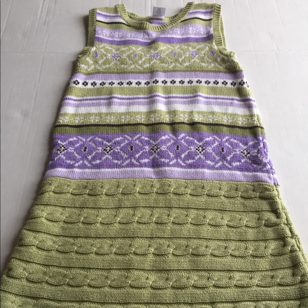 Gymboree sweater dress green purple 7